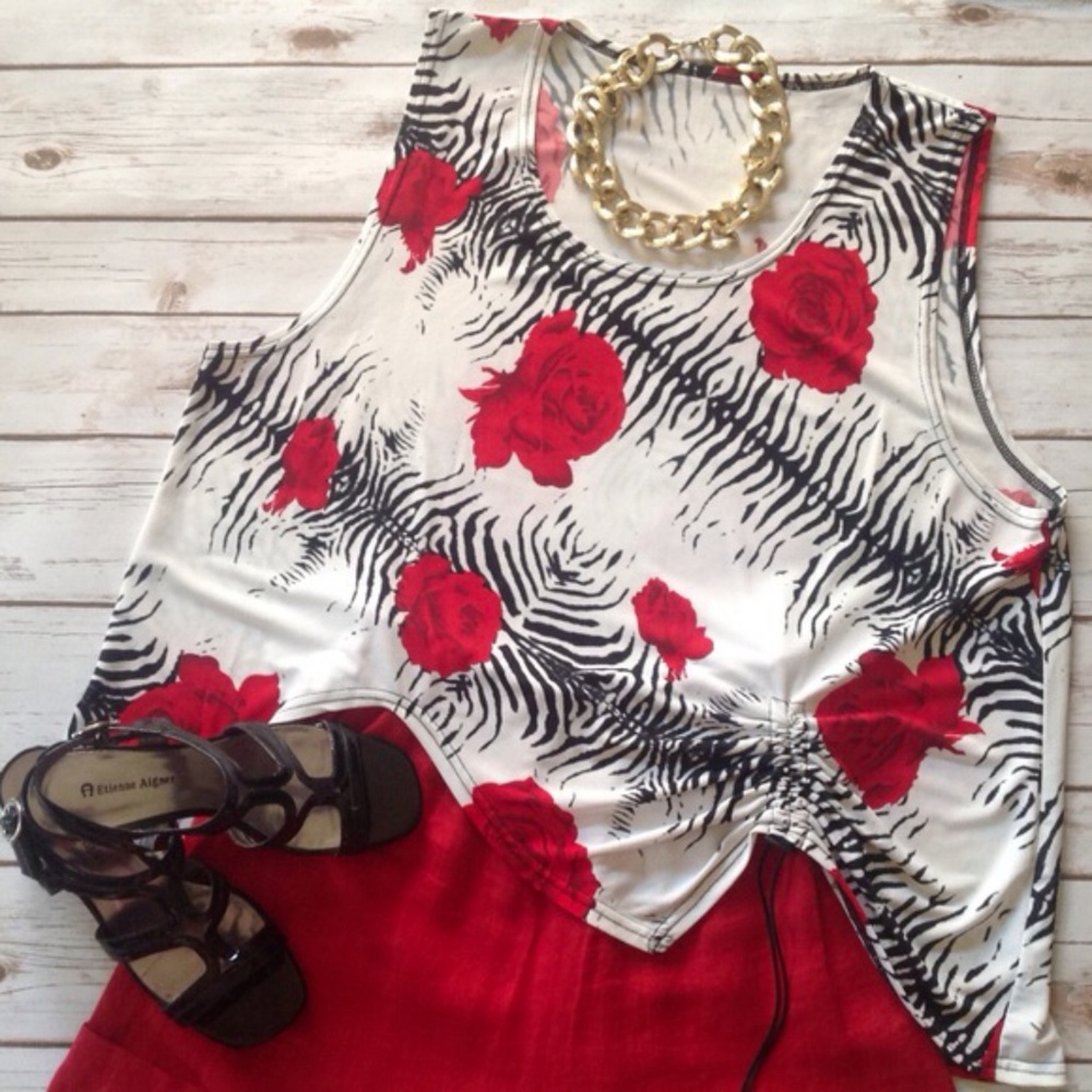 Flowy Asymmetrical Tank Tunic with Drawstrings